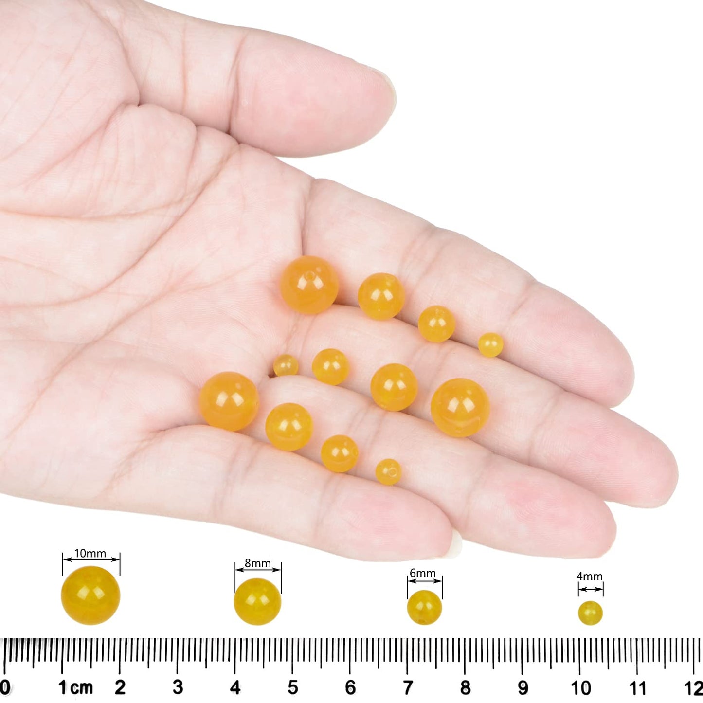 AD Beads Natural Gemstone Round Loose Beads 15" for Bracelet Necklace Earrings Jwelery Making Crafts DIY (10mm, Yellow Jade)