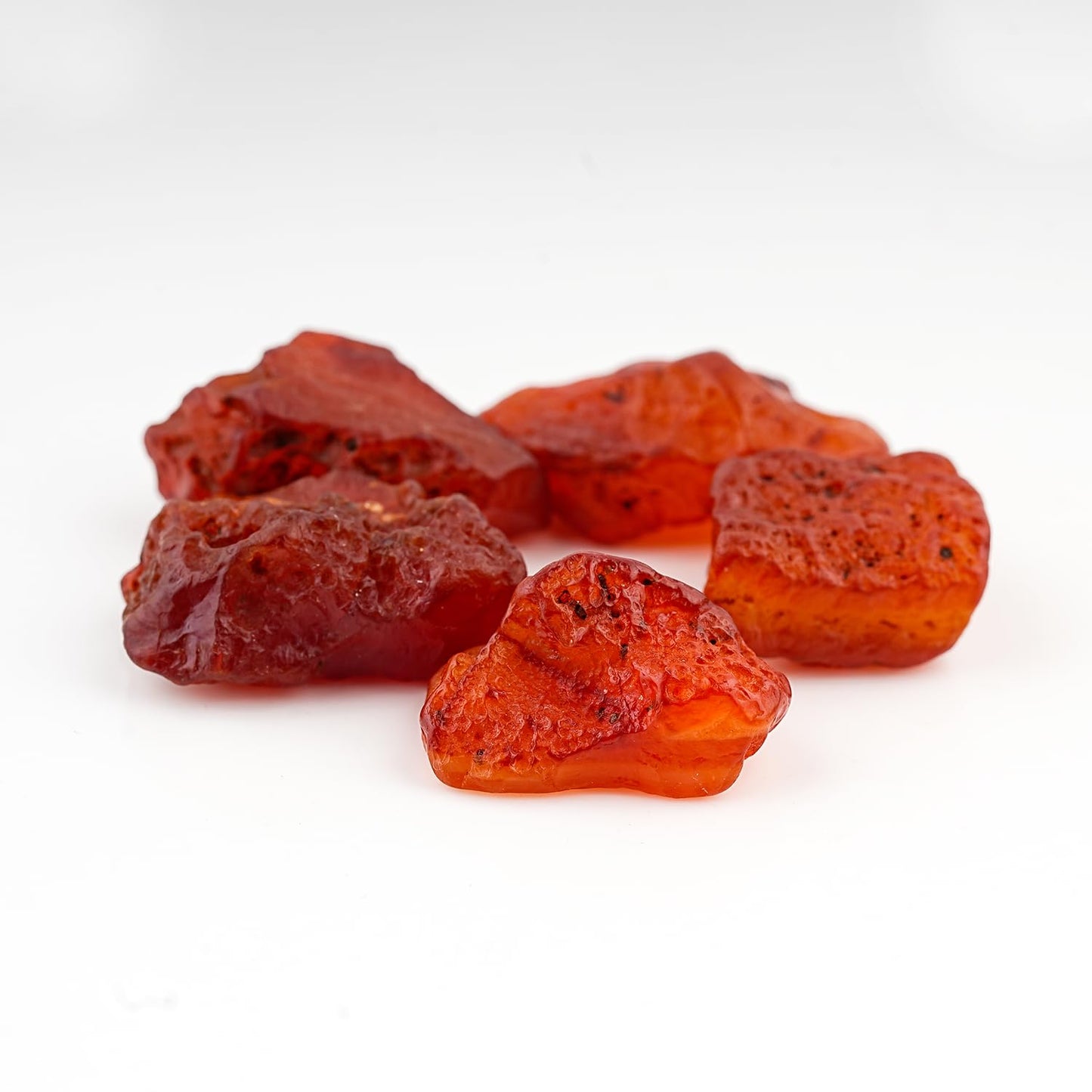 GEMKORA 5pcs Raw Carnelian Rough Gemstone, Natural Crystals, Healing Stones, Wholesale Lot, Jewelry Making Supply, 20-30mm size (140+ carats.)