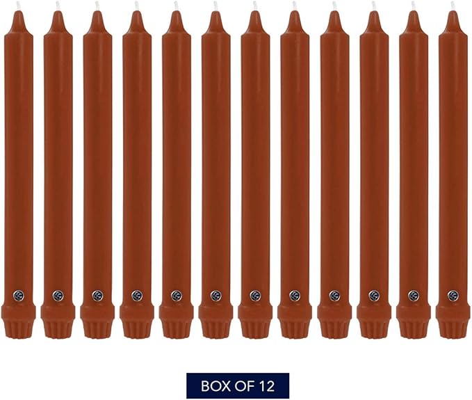 Colonial Candle Unscented Taper Candle, Classic Collection, Amber, 12 in, Pack of 12 - Up to 10 Hours Burn