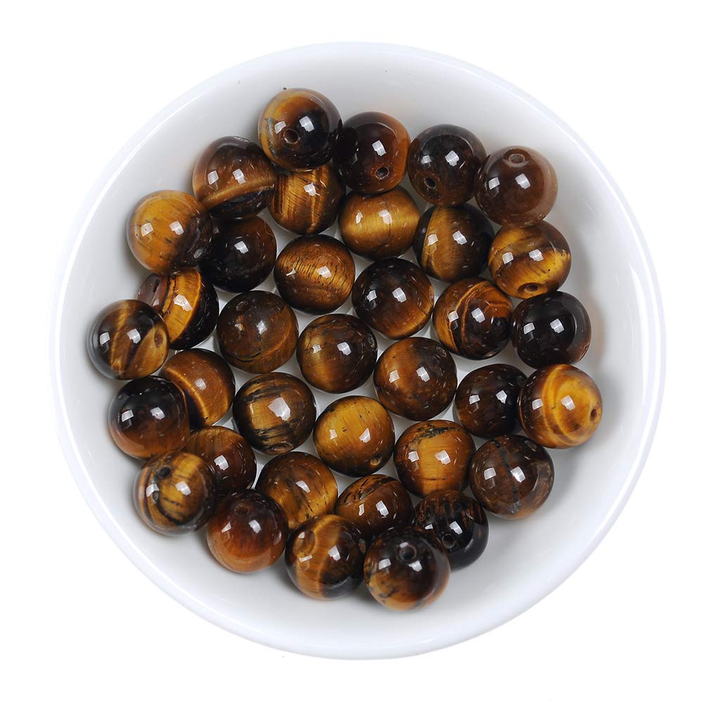 Natural Stone Beads 12mm Yellow Tiger Eye Gemstone Round Loose Beads Crystal Energy Stone Healing Power for Jewelry Making DIY,1 Strand 15"