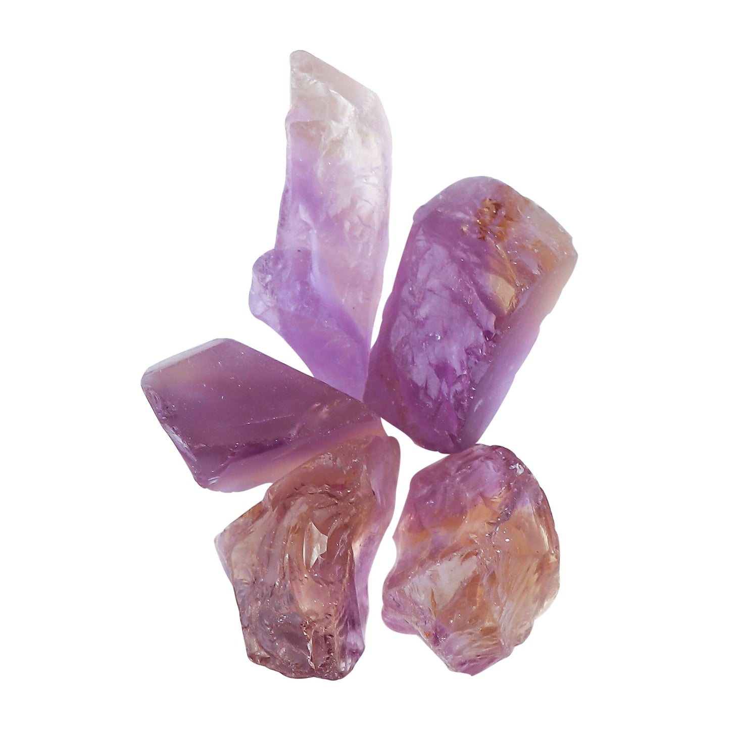 CRYSTALINES 5pcs Genuine Raw Ametrine Gemstone, Wholesale Rough Crystals, DIY Crafts-Jewelry Making, Assorted Stones, Bulk Loose Supplies, Wire-Wrapping, Birthstone, Gem Collection