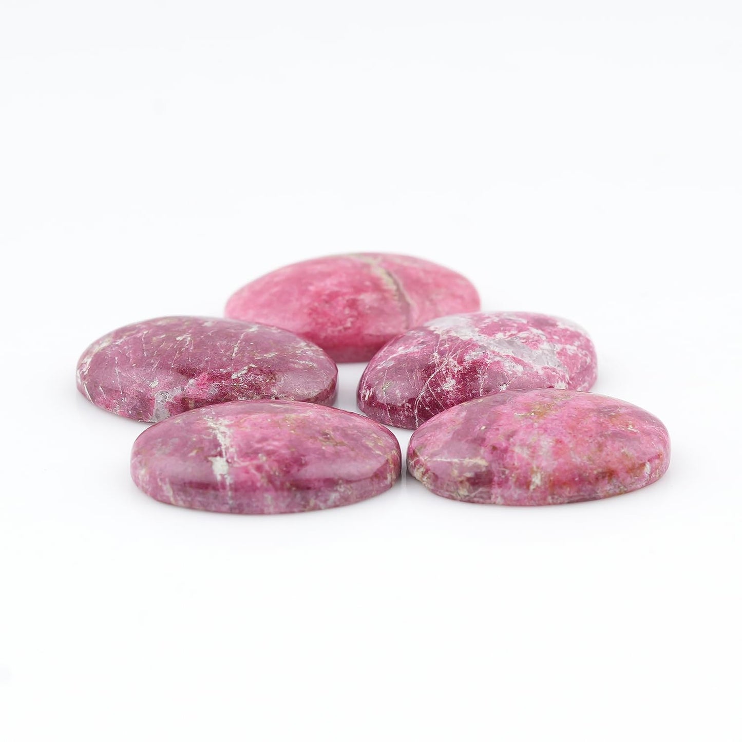 ColouredRocks (5 pcs. THULITE, Oval Shape, Natural Cabochon Crystals, Loose Gemstone, Wholesale Polished Supply, Jewelry Making, DIY Craft, Gem Collection (18X13mm approx.)