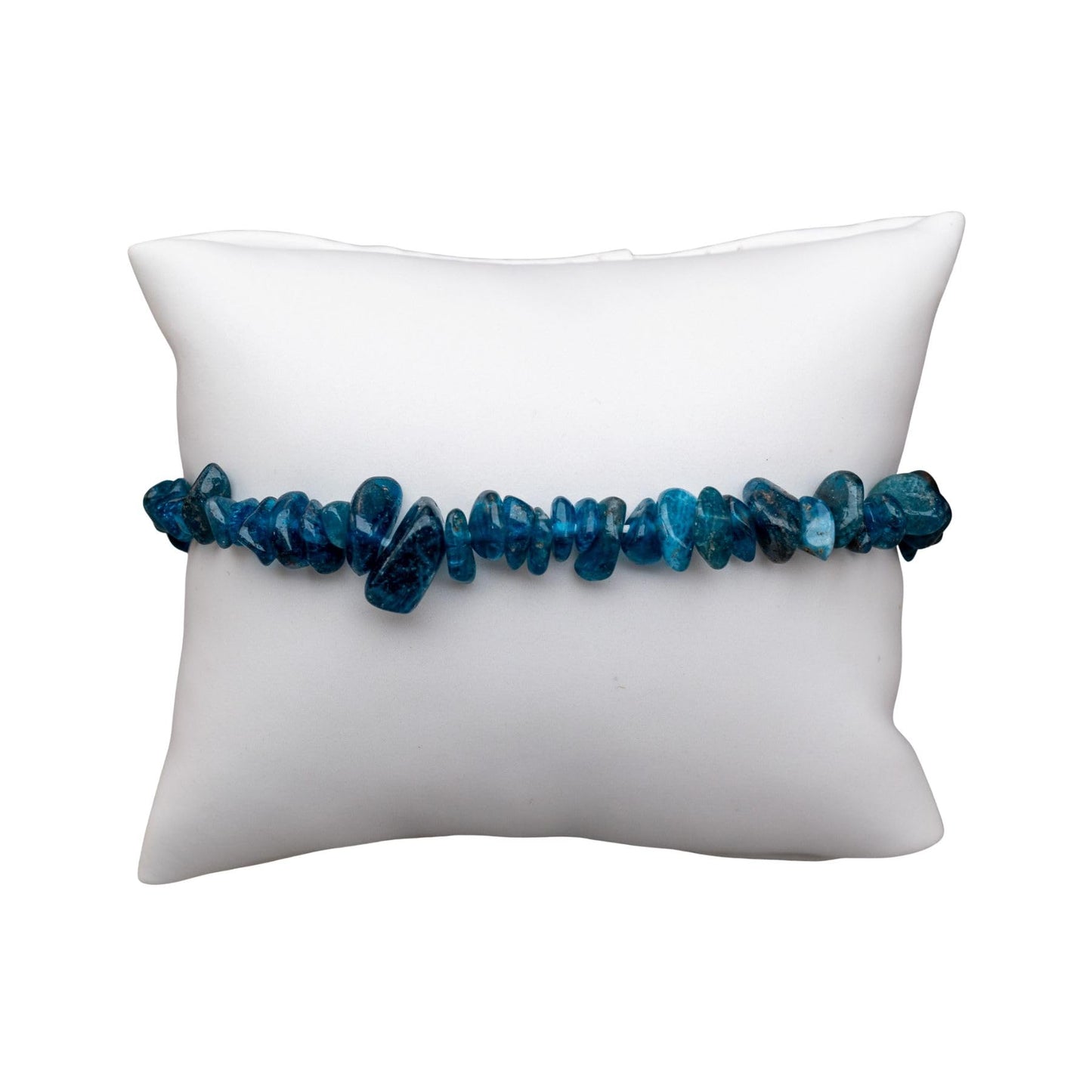 Blue Apatite Natural Gemstone Bracelets, Chakra Crystal Healing Chip Stretch Bracelets, Gemstone Polished Irregular Crystals, Crystal Irregular Chips Beads Stretch Bracelets (Blue Apatite)
