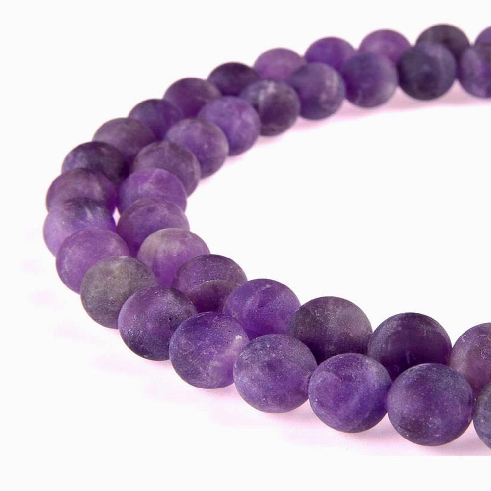 PLTbeads Natural Gemstone Loose Beads Matte Approxi 15.5 inch DIY Bracelet Necklace for Jewelry Making (10mm, Matte Purple Amethyst)