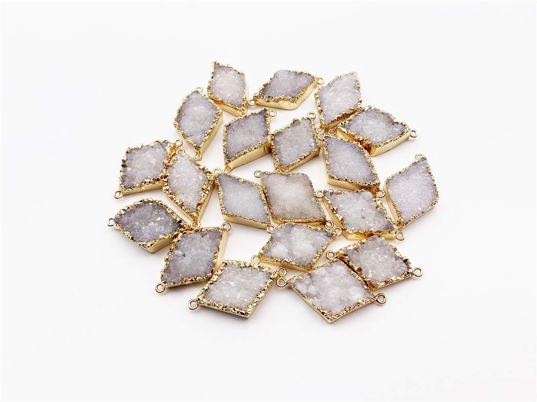 YGLINE Boho Handmade Wrap Leather Tube Crystal Stone Bracelet for Women (Druzy Stone)