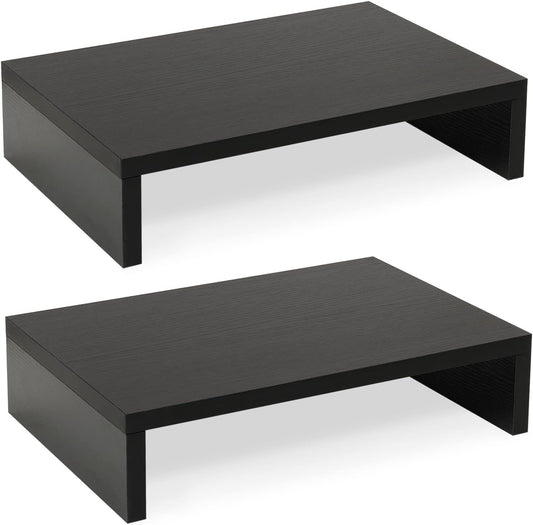 Riser-2 Pack, 2 2 TEAMIX Wood Monitor Stand Tier Adjustable Monitor Stand Dual Monitor Riser for Monitors/Laptop/PC