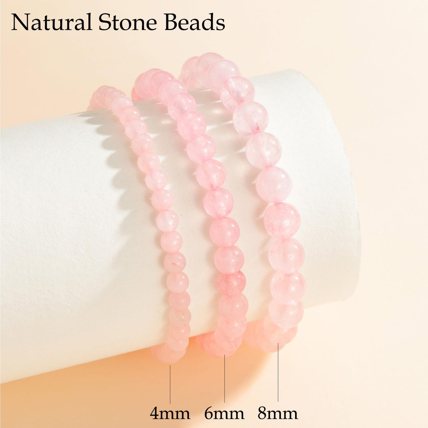 Udolfly Womens Crystal Beaded Bracelets for Women Men Protective Energy Bracelet Natural Gemstone Bead Bracelet 8mm Rose Quartz