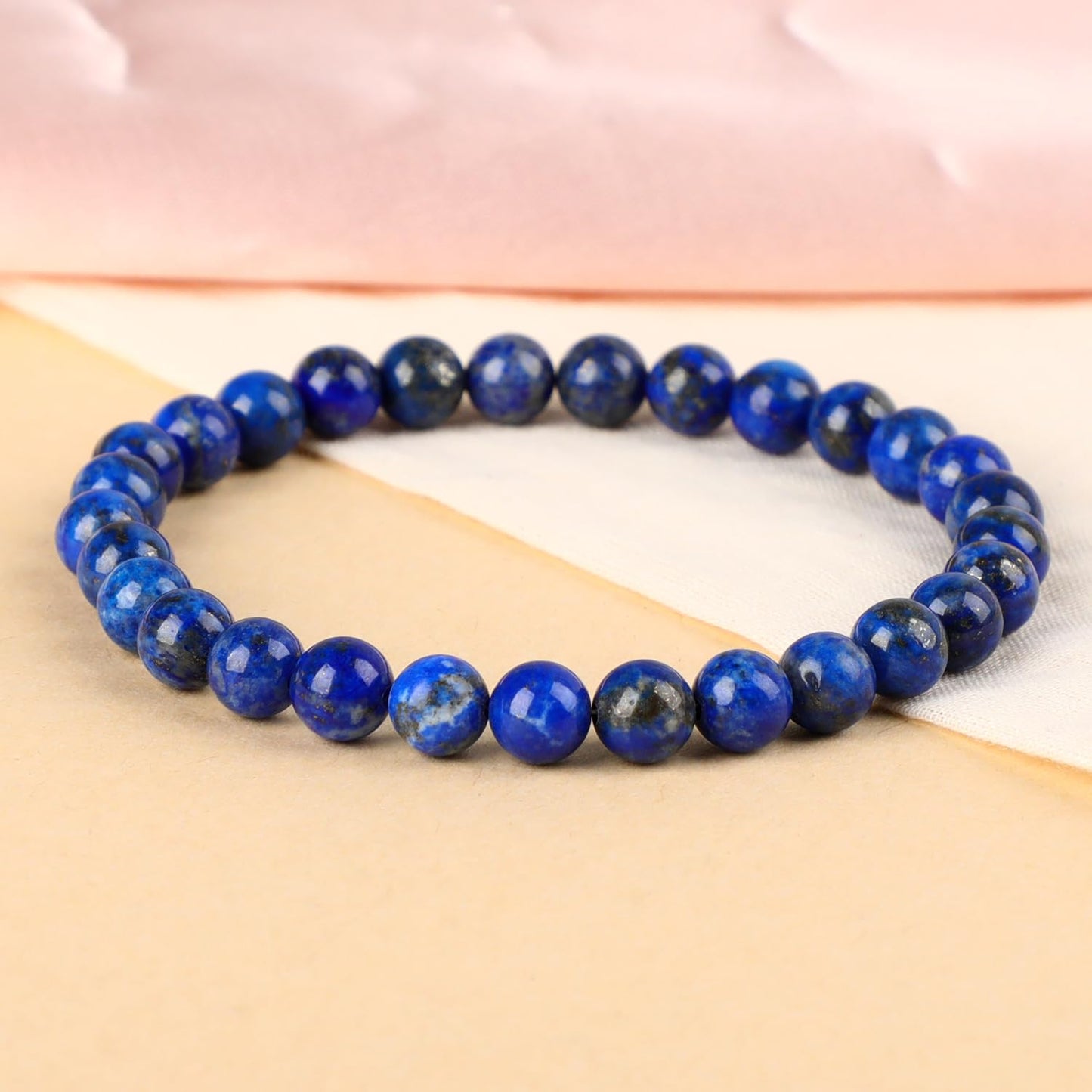 LPBeads Handmade Natural Gemstone Stretch Elastic 6mm Lapis Lazuli Bracelet Healing Crystal Round Stone Beads Jewelry Gifts for Women Men