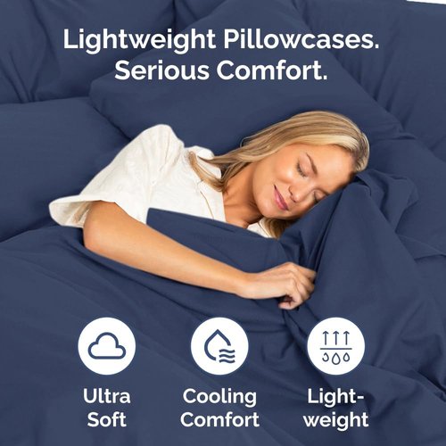King Pillow Cases by [Brand Name] - Ultra Soft Hotel Quality Covers | Wrinkle-Free & Stain Resistant - Navy Blue, Set of 2