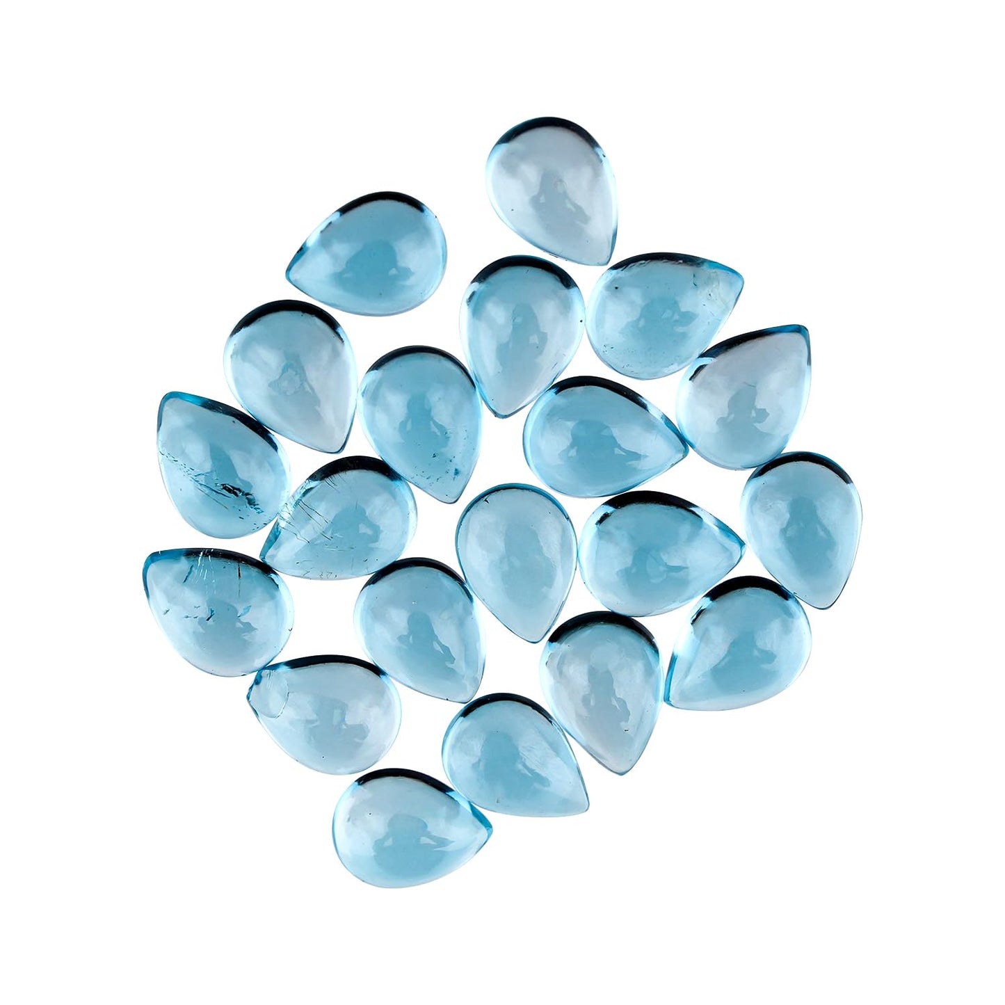 ColouredRocks (20 pcs. SWISS BLUE TOPAZ Natural Cabochon PEAR Shape Crystals, Loose Gemstone, Wholesale Polished Supply, Jewelry Making, DIY Craft, Gem Collection (4X3 mm approx.)