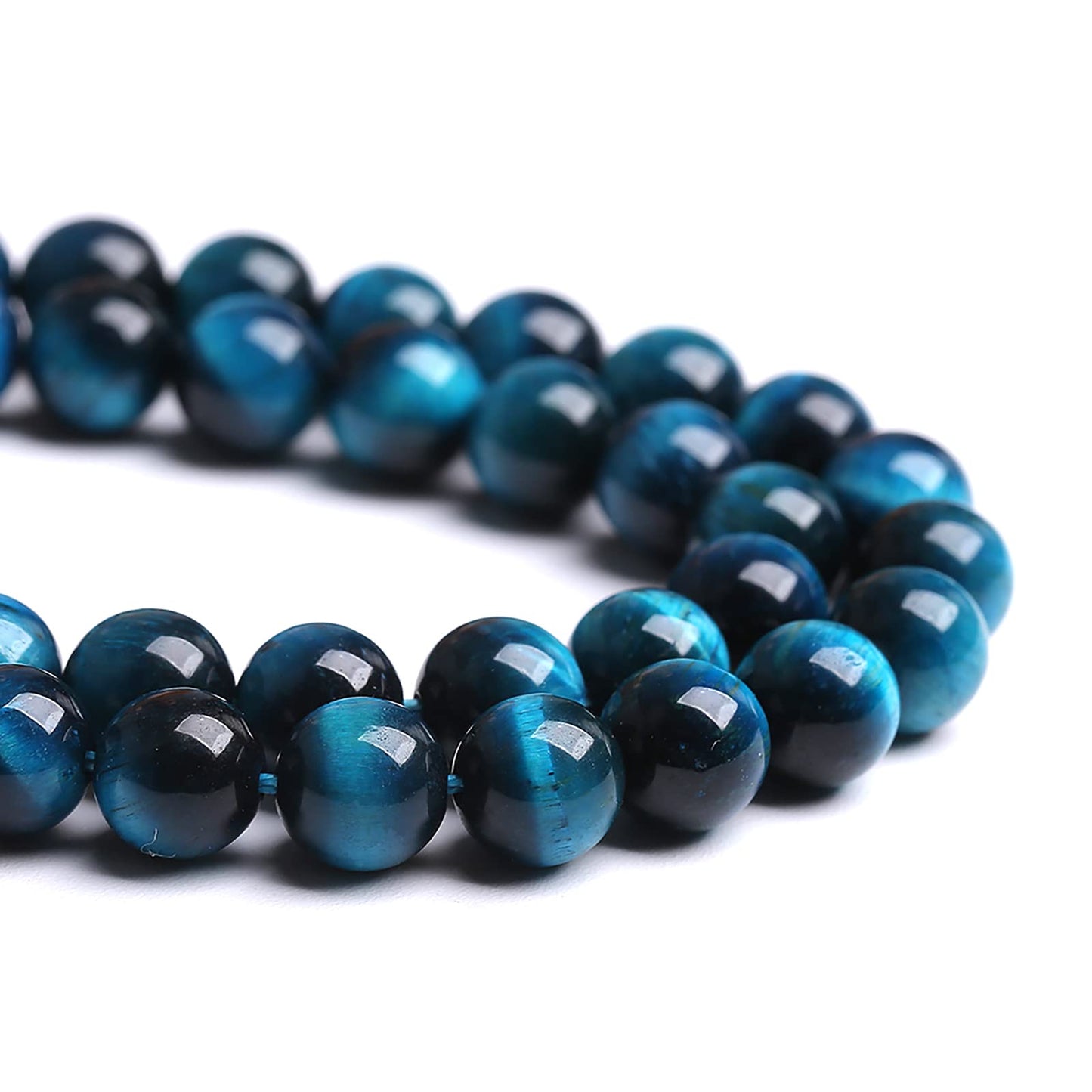 12mm 32PCS Blue Tiger Eye Beads Natural Stone Gemstone Spacer Loose Beads for Jewelry Making DIY Bracelet Semi Precious Beads Strand 15 inches