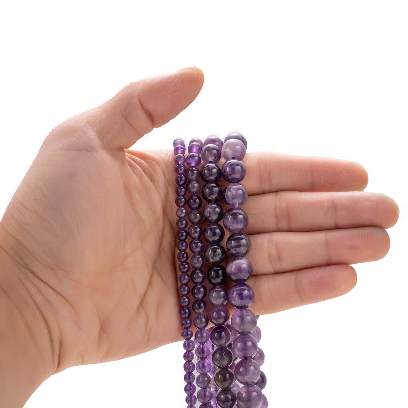 BEADIA Natural Amethyst Crystal Stone Round Loose Semi Gemstone Beads for Jewelry Making 8MM 44PCS