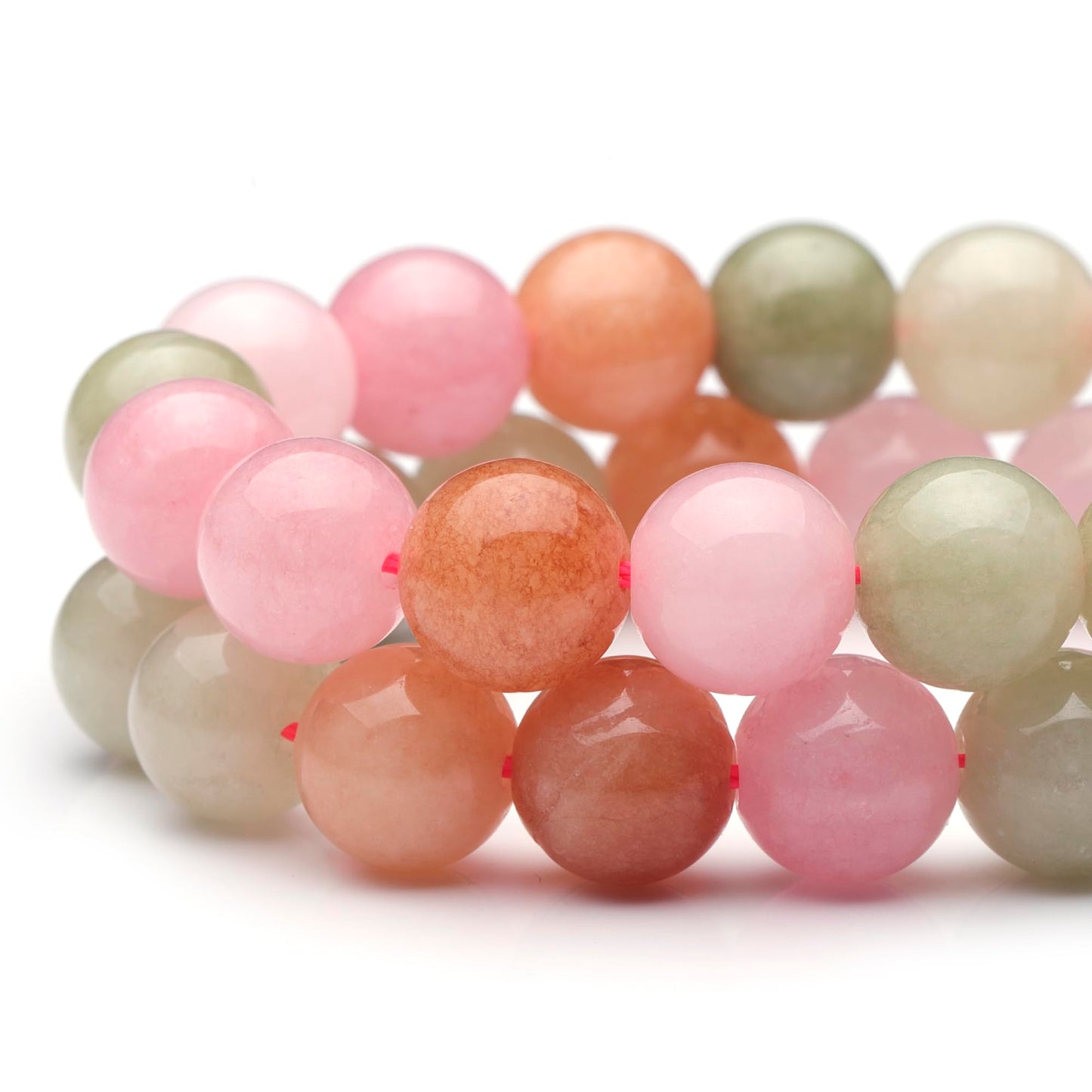 Youngbling Natural Gemstone Beads for Jewelry Making,8mm Colorful Flower Jade Polished Round Smooth Stone,Genuine Real Stone Beads for Bracelet Necklace 15 Inch