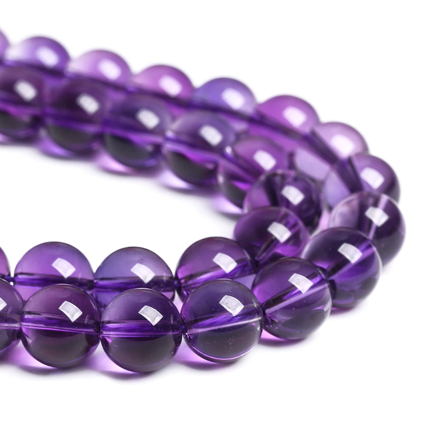 10MM 38PCS Natural Stone Clean Amethyst 3A Grade Crystal Loose Beads for Jewelry Making DIY Bracelet
