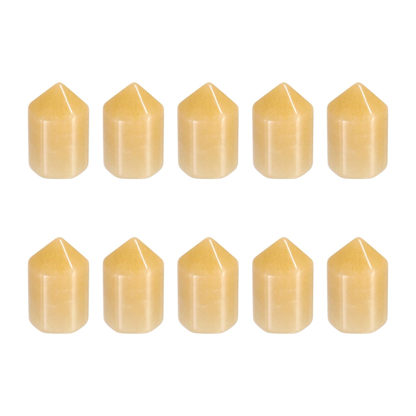 MECCANIXITY Crystals Wands Citrine Hexagonal Faceted Single Points Towers Pocket Polished Stone Bulk for Energy Chakra Meditation Crystal Healing, 15 x 25mm (Pale Yellow),5Pcs