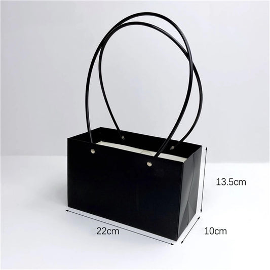 Nikeg Kraft Paper Flower Gift Bags 10Pcs Flowers Basket Box Waterproof Kraft Paper Tote Bags Cakes Bouquet Floral Packaging Handbag Party Decoration(Original wood color)