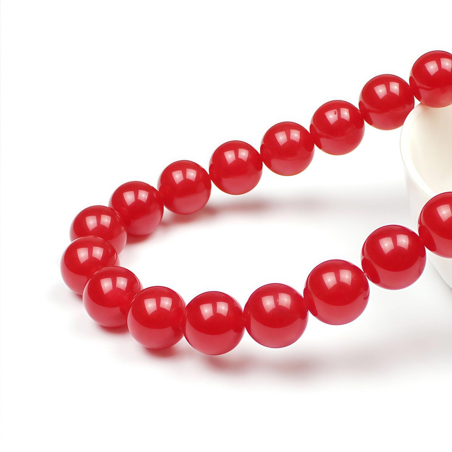 MJDCB Natural Red Jade Round Loose Beads for Jewelry Making DIY Bracelet Necklace (8mm)