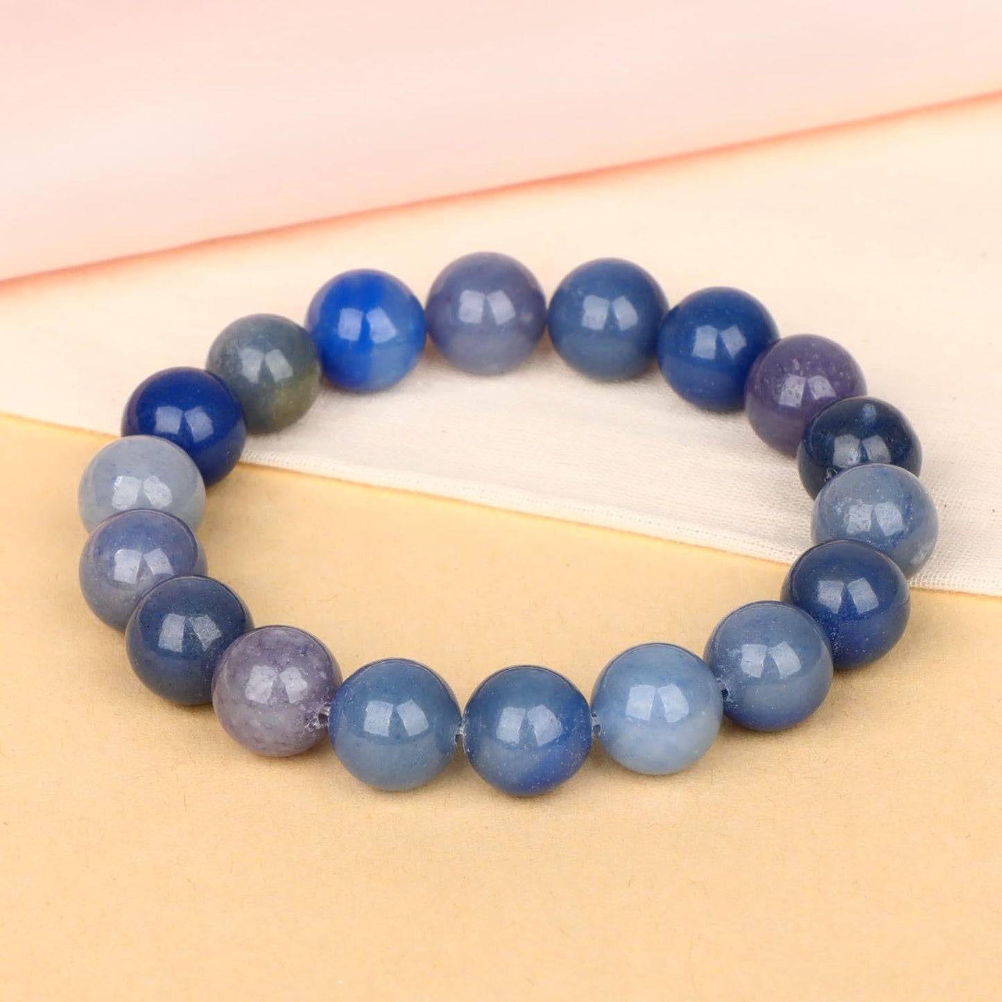 LPBeads Handmade Natural Gemstone Stretch Elastic 10mm Blue Aventurine Bracelet Healing Crystal Round Stone Beads Jewelry Gifts for Women Men