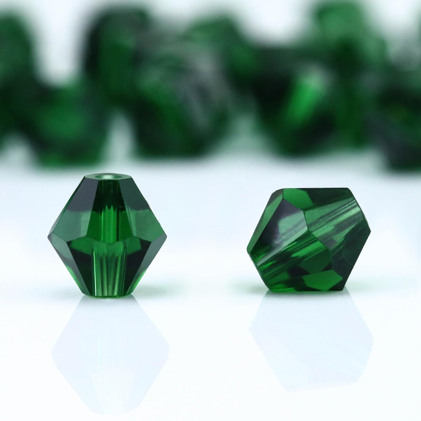 Dowarm 250PCS 6MM Faceted Bicone Crystal Beads for Crafts, Jewelry Making, DIY Bracelet, Necklace, Dolls, Wine Charms, Wind Chimes, Suncatchers, Loose Spacer Glass Beads, Dark Green