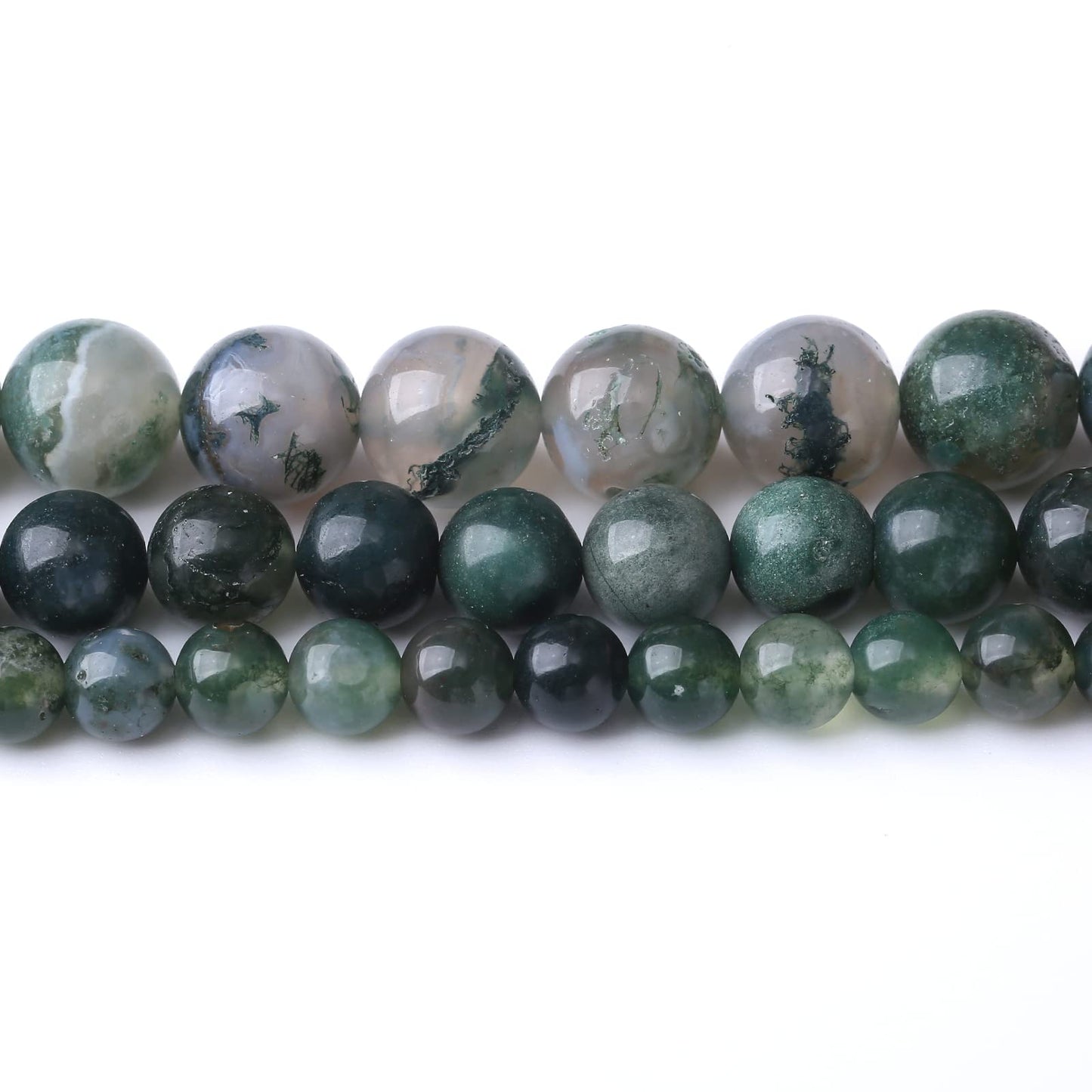 32PCS 12MM Natural Moss Agate Stone Beads Energy Healing Beads for DIY Jewelry Bracelet Necklace Making for Jewelry Making15Inch