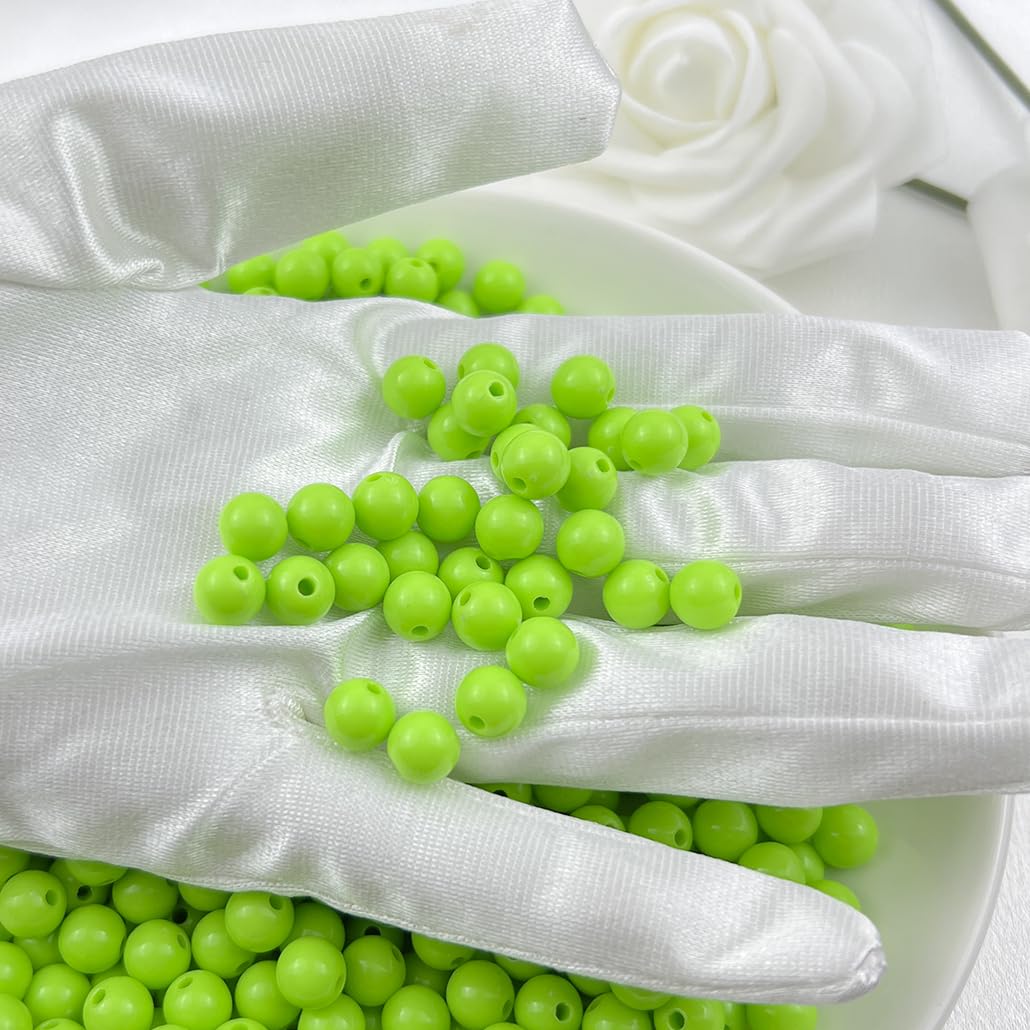 Mulutoo 1000Pieces 6MM Acrylic Round Beads Round Acrylic Balls Chunky Beads Smooth Spacer Plastic Pastel Beads Craft Beads for Necklace and Bracelet Making Crafting Supplies(197-fruit Green)