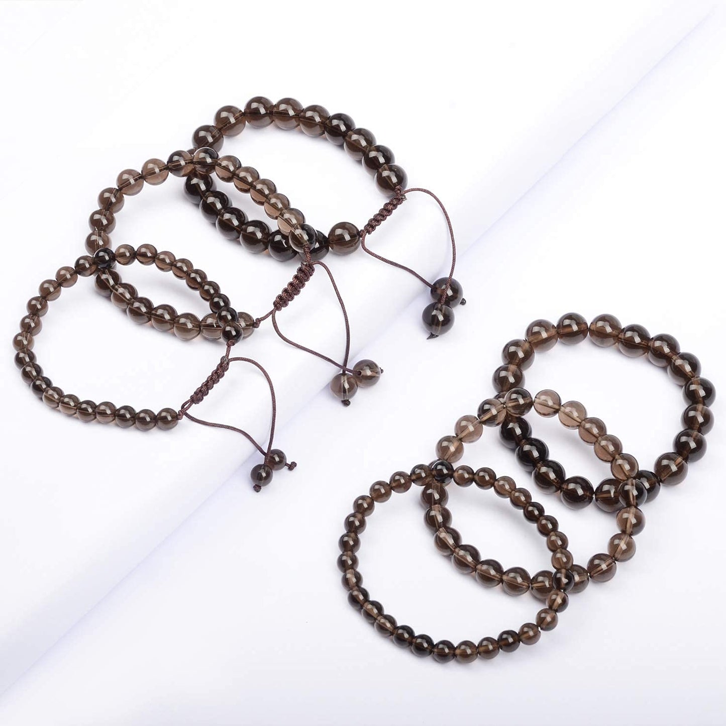 AD Beads Natural Gemstone Round Loose Beads 15" for Bracelet Necklace Earrings Jwelery Making Crafts DIY (8mm, Smoky Quartz)