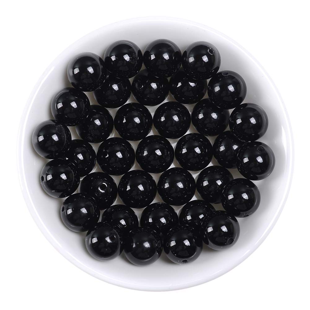 Natural Stone Beads 14mm Black Onyx Agate Gemstone Round Loose Beads Crystal Energy Stone Healing Power for Jewelry Making DIY,1 Strand 15"