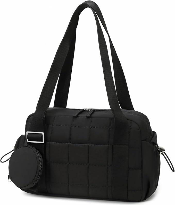 CAMTOP Mini Gym Bag for Women, Small Gym Tote Bag Puffy Quilted Sports Duffel Bag with Wet Compartment and Coin Purse Duffel Bags Dance Yoga Workout Bag