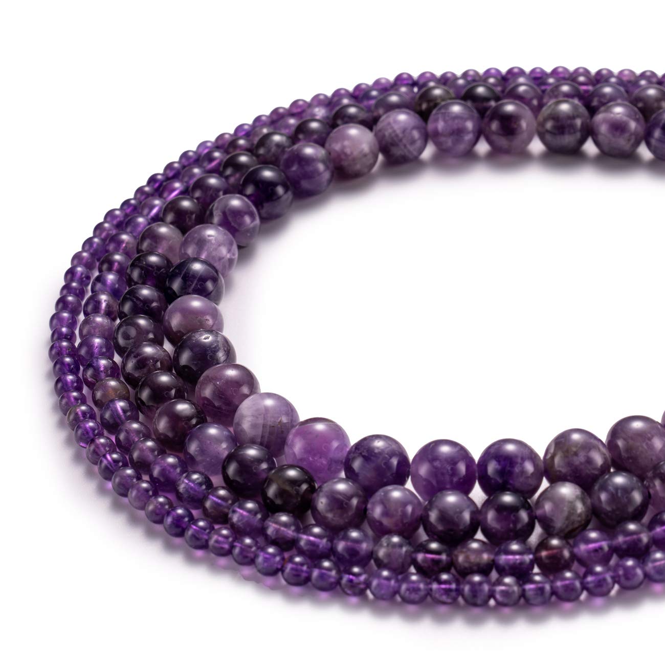 BEADIA Natural Amethyst Crystal Stone Round Loose Semi Gemstone Beads for Jewelry Making 4MM 89PCS