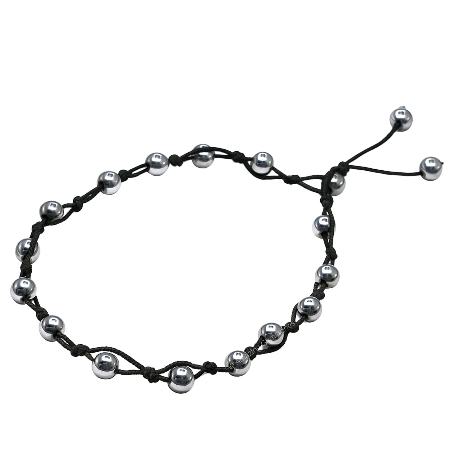 Amazing Gemstone Silver Hematite Anklet Ankle Bracelets for Women - Waterproof Beaded Healing Crystal Anklets, Plus Size Chakra Gemstone Bead Anklet (Stretchy Adjustable - Hand Knotted)