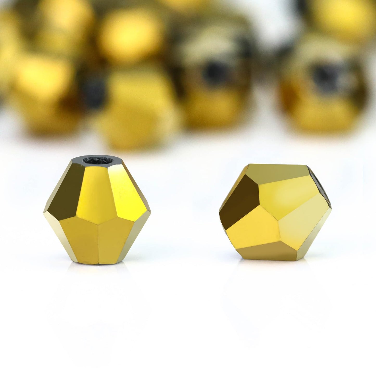Dowarm 1000PCS 4mm Glass Bicone Beads for Craft Jewelry Making, DIY Bracelet, Necklace, Dolls, Wine Charms, Wind Chimes, Suncatchers, Bulk Small Faceted Crystal Beads, Mine Gold