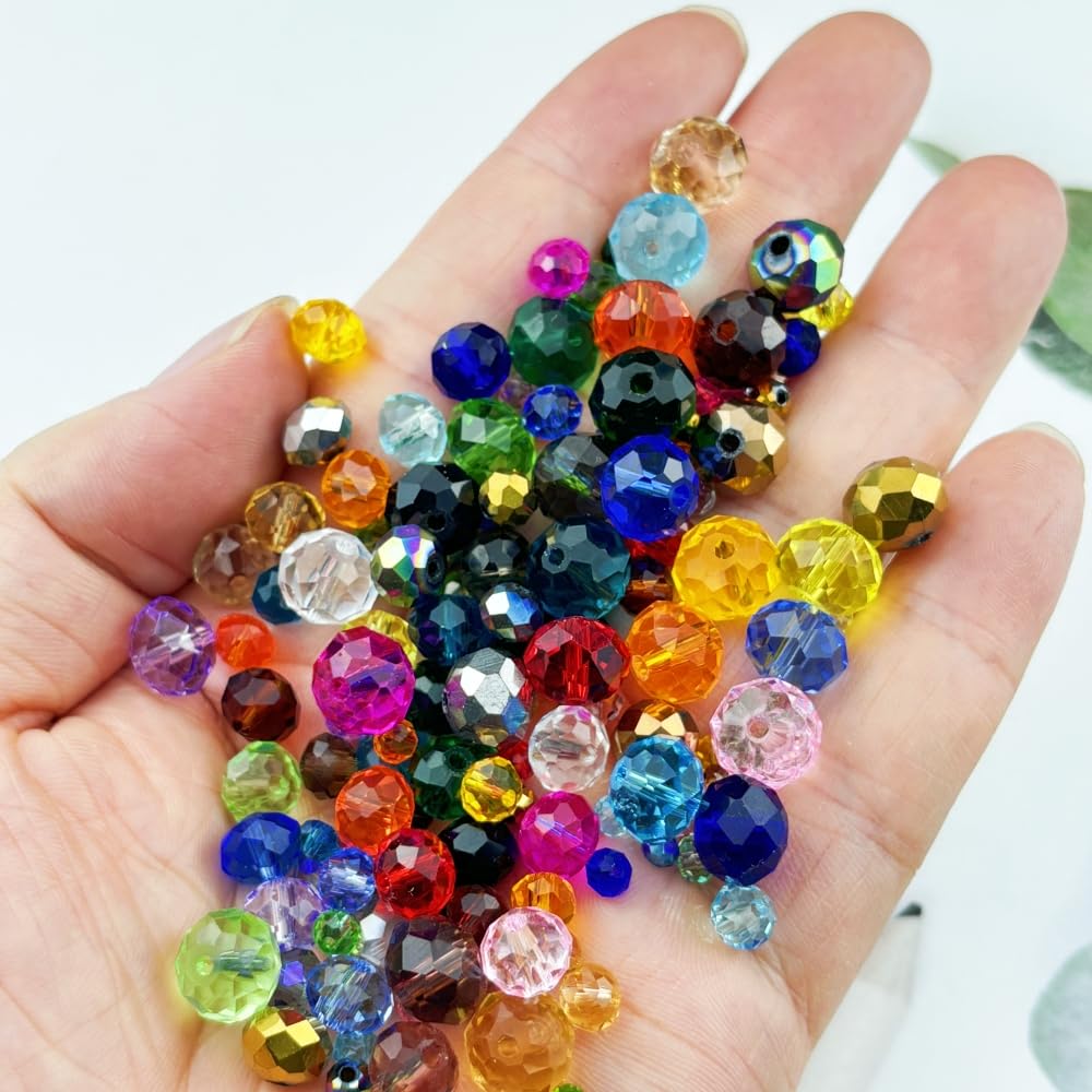 YUEXIGO 60pcs 10mm Crystal Glass Beads for Jewelry Making, Faceted Rondelle Glass Spacer Beads for Wind Chimes Bracelet Earring Necklace DIY Craft(Light Blue)