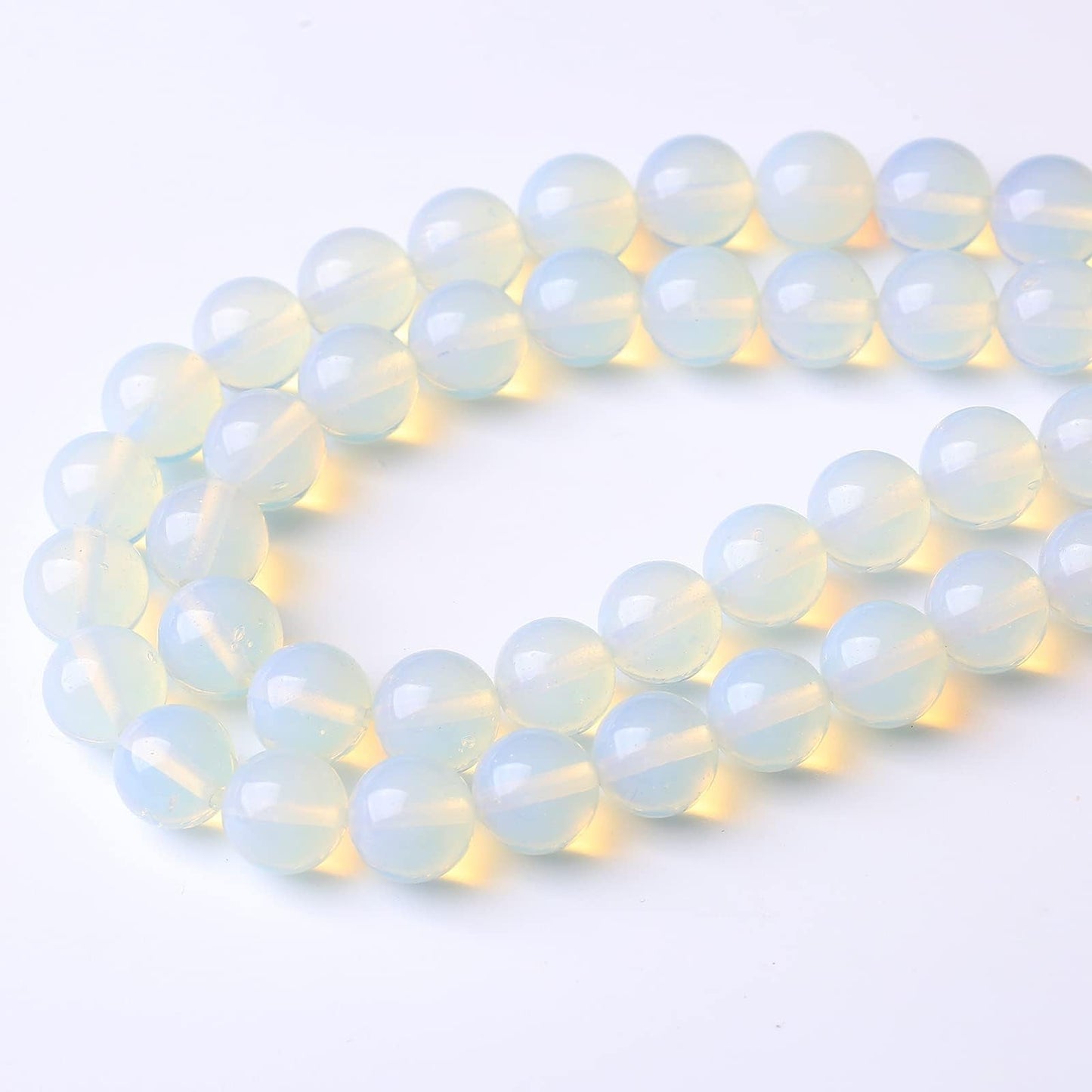 36PCS 10MM Natural White Opal Beads Round Loose Stone Beads for Jewelry Making DIY Energy Stone Healing Power Bracelet 15"