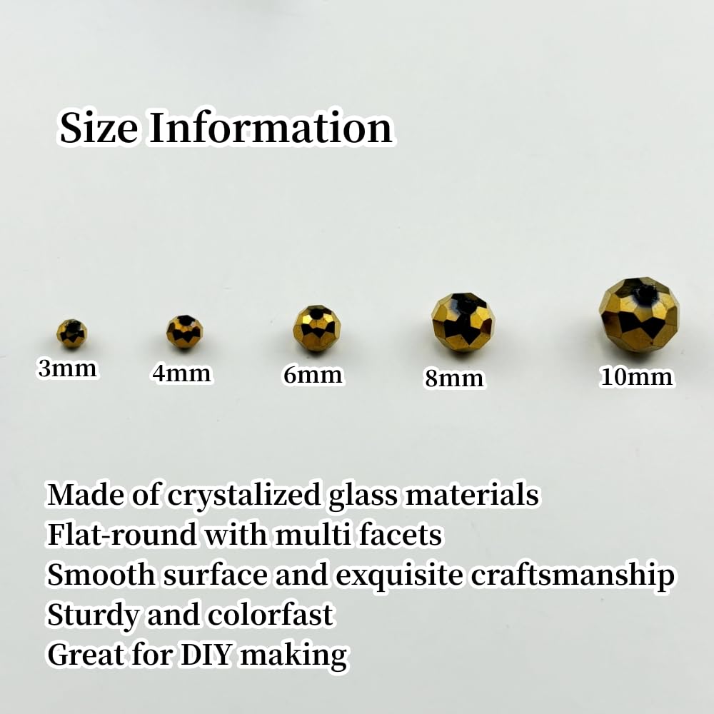 YUEXIGO 60pcs 10mm Crystal Glass Beads for Jewelry Making, Faceted Rondelle Glass Spacer Beads for Wind Chimes Bracelet Earring Necklace DIY Craft(Gold)