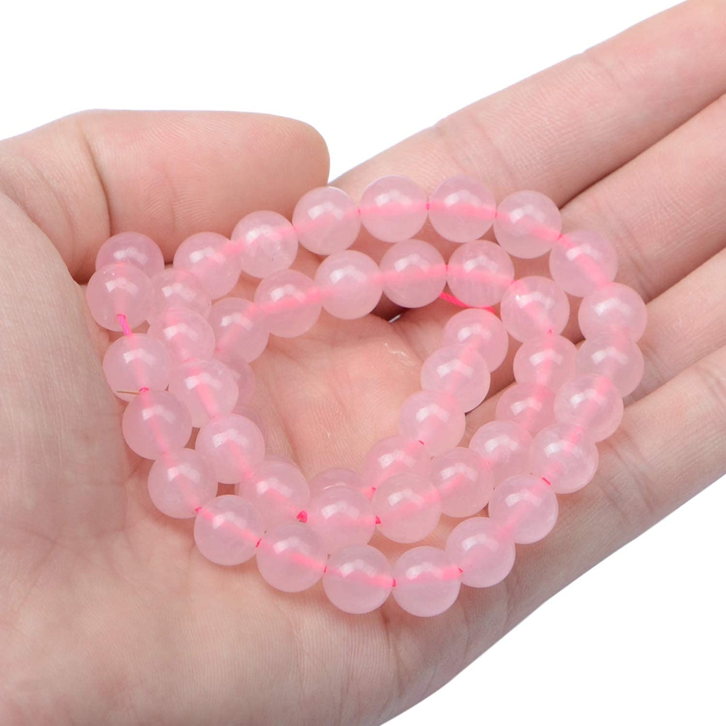 AD Beads Natural Gemstone Round Loose Beads 15" for Bracelet Necklace Earrings Jwelery Making Crafts DIY (8mm, Rose Quartz)