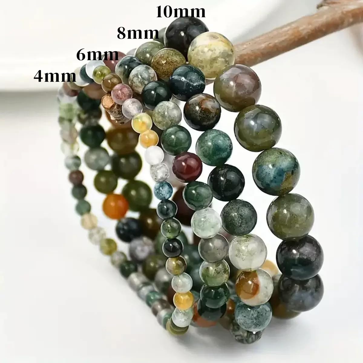 CHELYQST Indian Agate Bracelet - Stone of Peace and Being Healed,Stretch Natural Stone Crystal Beads Jewelry Gifts for Women Men Unisex Adult,6mm