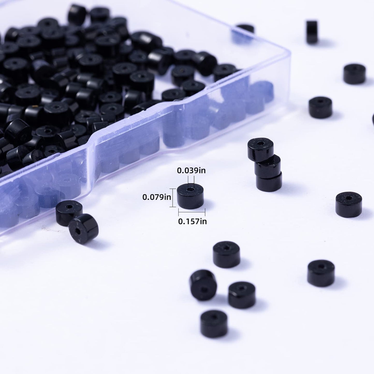 Natural Black Agate Stone Spacer Beads 4x2mm 38cm/str Flat Round Loose Semi Gemstone Caps for Making Bracelets Necklace