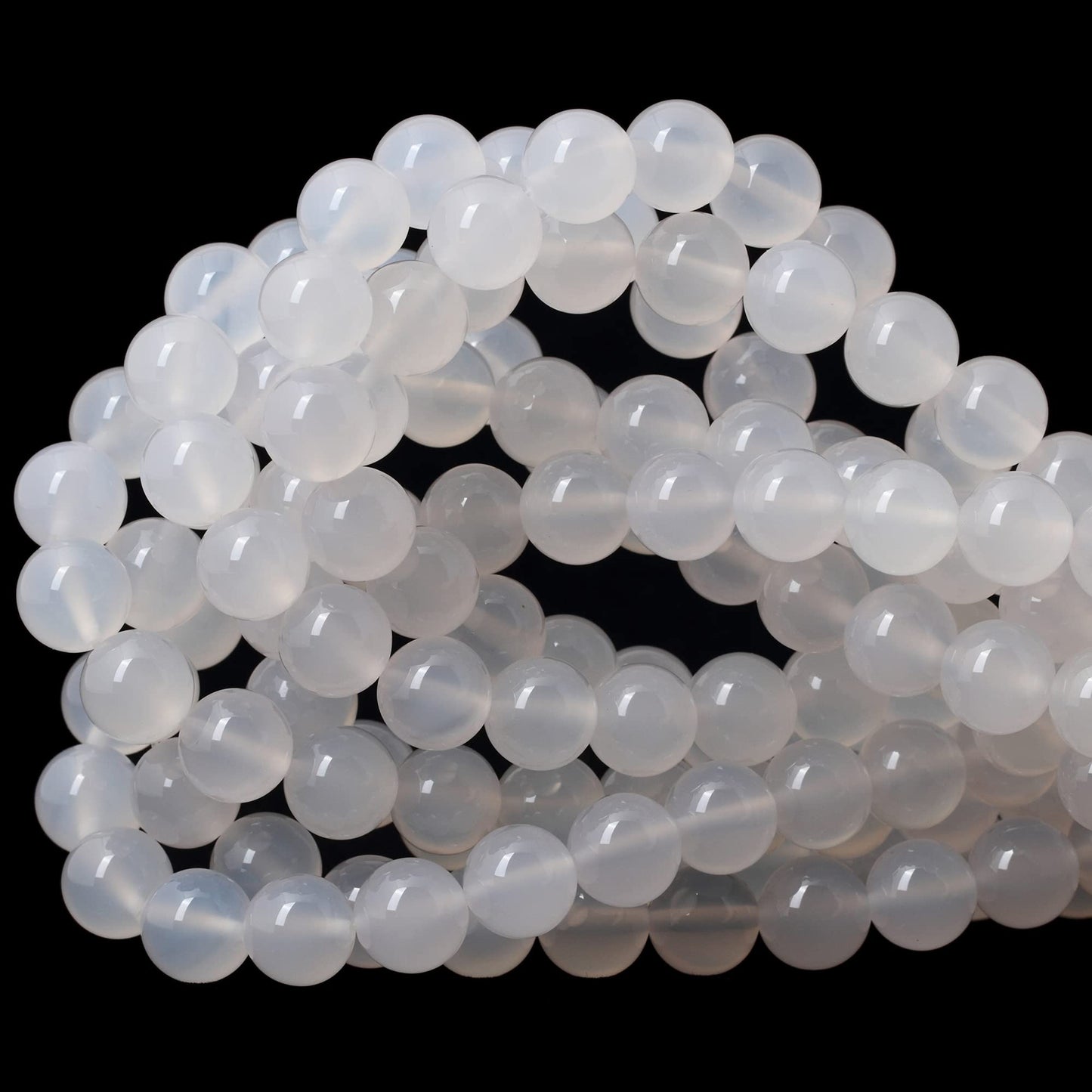 CHEAVIAN 35PCS 10mm Natural White Agate Gemstone Round Loose Beads for Jewelry Making 1 Strand 15"