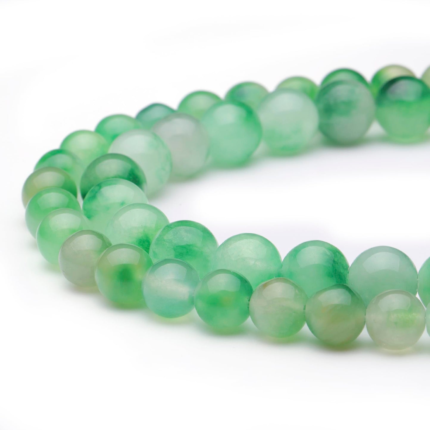 Youngbling Natural Gemstone Beads for Jewelry Making,6mm Green Flower Jade Polished Round Smooth Stone,Genuine Real Stone Red Beads for Bracelet Necklace 15 Inch
