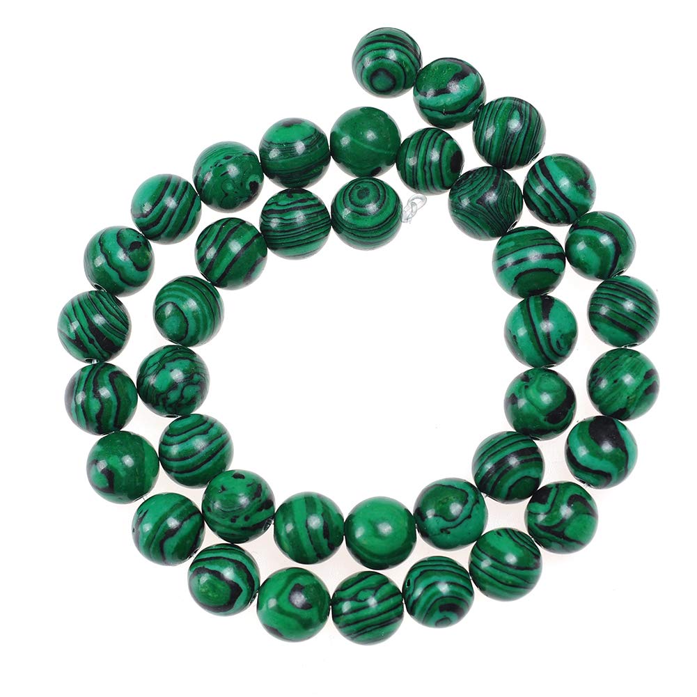 Natural Stone Beads 8mm Malachite Gemstone Round Loose Beads Crystal Energy Stone Healing Power for Jewelry Making DIY,1 Strand 15"