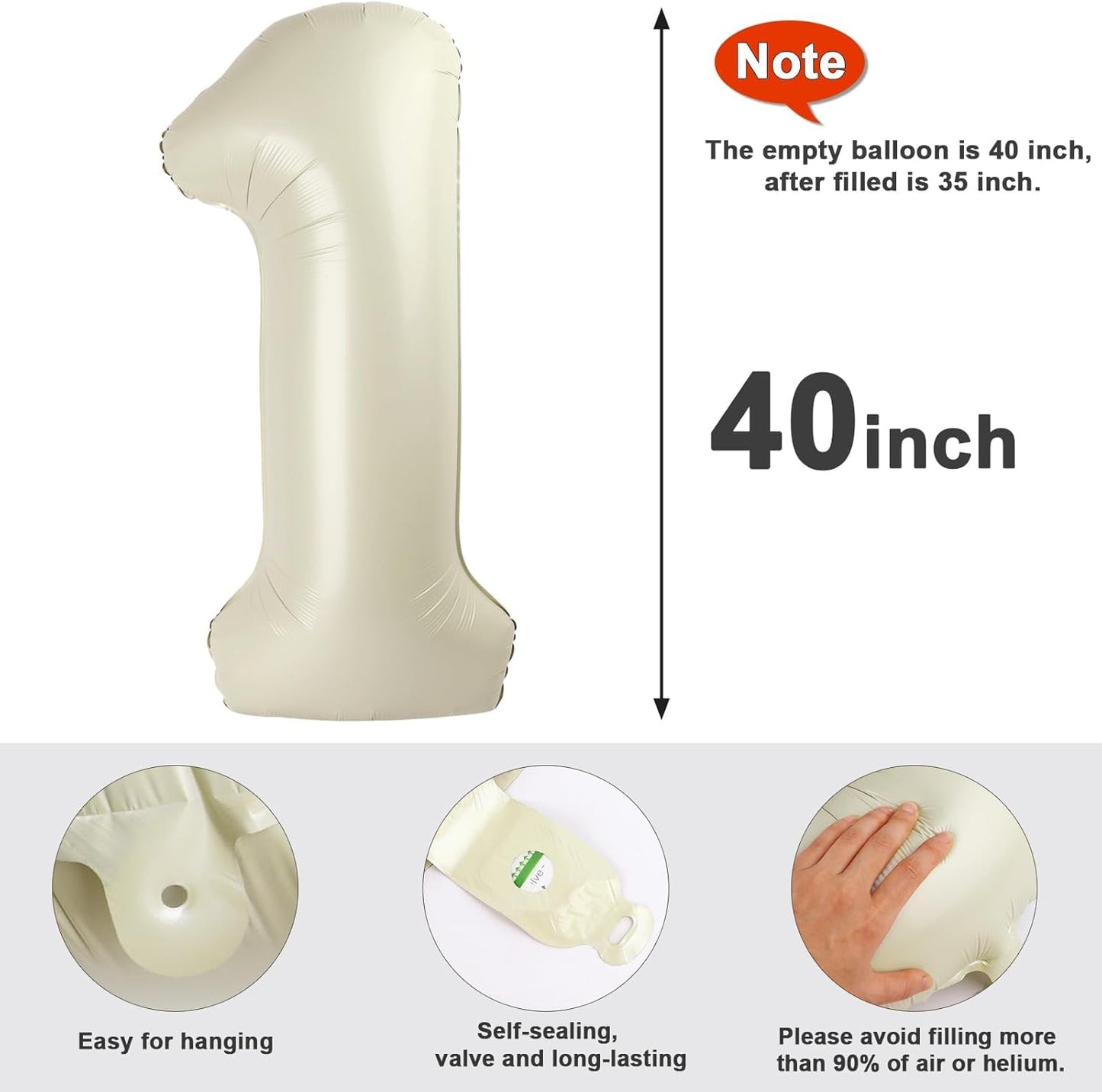 Number Balloons by [Brand Name] - 40-Inch Cream 19 Foil Balloons for Birthday & Wedding Celebrations