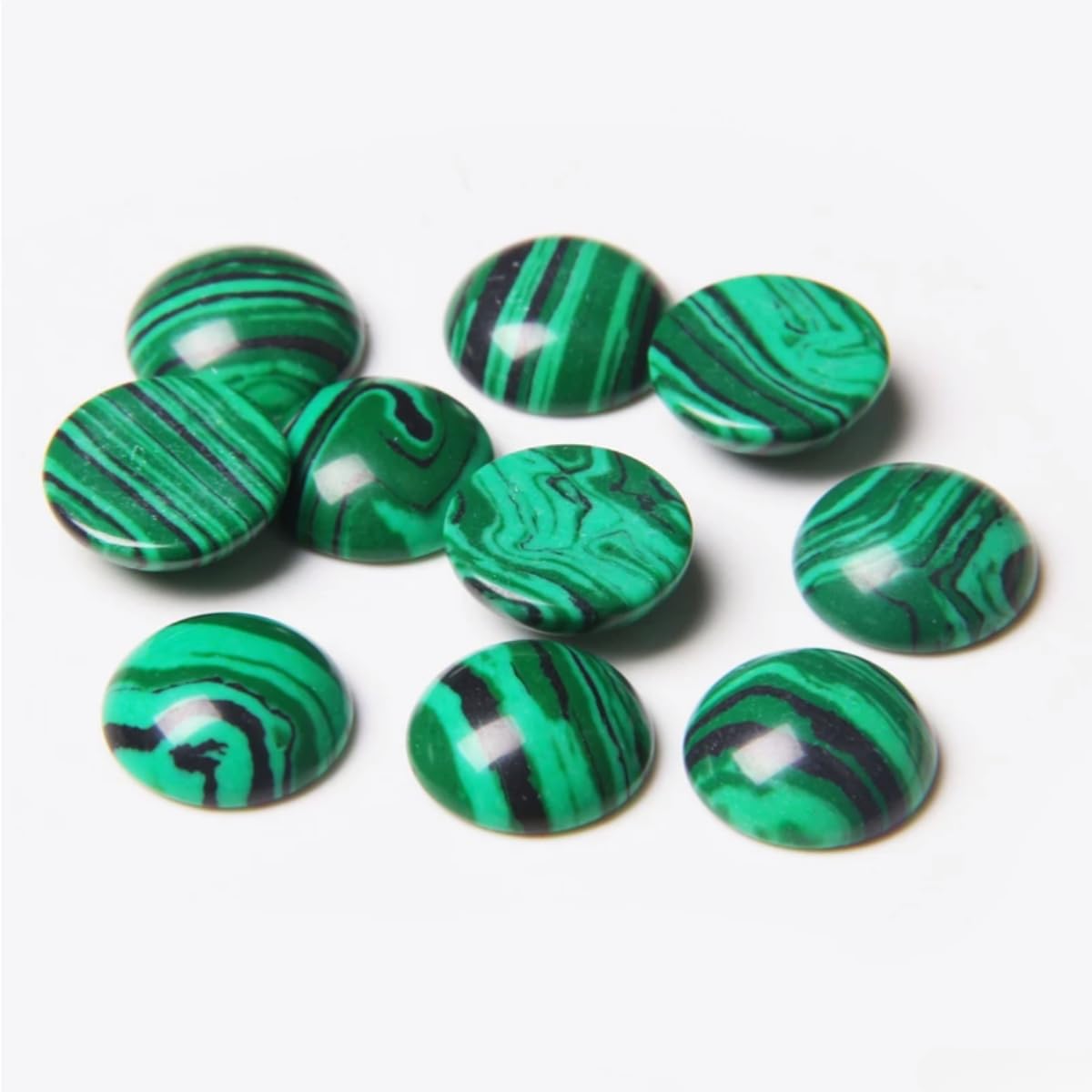 20pcs 4mm Natural Stone No Hole Malachite Semicircle Smooth Cabochons Beads Healing Chakra Crystal Stone Bead for Jewelry Making Rings Earrings Necklace Bracelet DIY Crafts