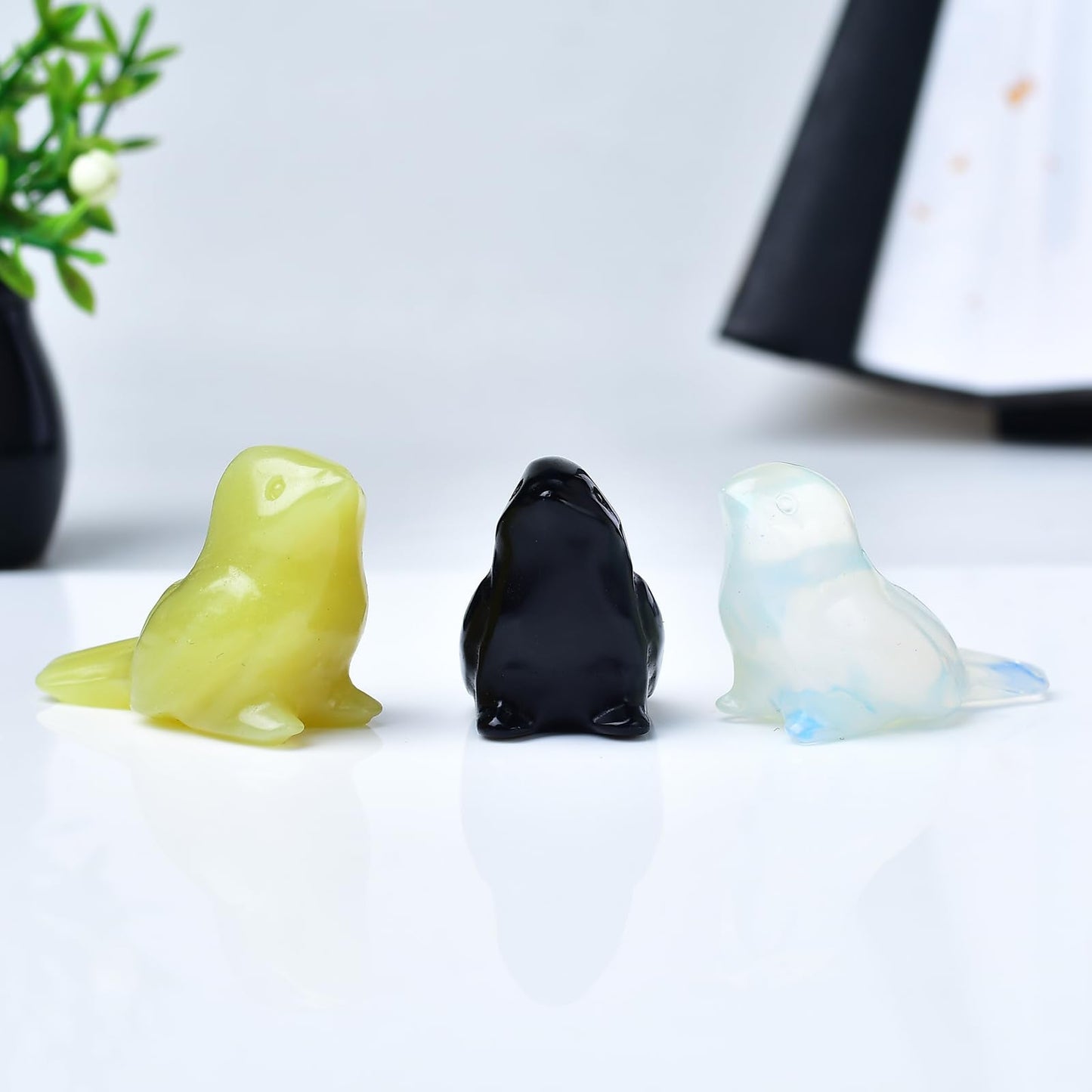 WUYOUSHI 2pcs Crystal Bird Figurines - Lemon Jade Sculptures Decorative Birds Crystal Animal Statues Home Decor Unique Bird Gifts