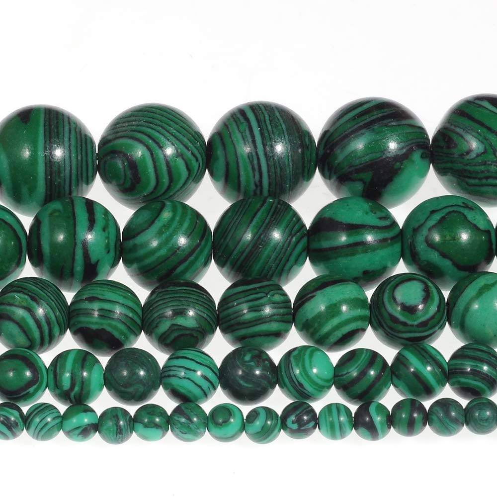 Natural Stone Beads 8mm Malachite Gemstone Round Loose Beads Crystal Energy Stone Healing Power for Jewelry Making DIY,1 Strand 15"