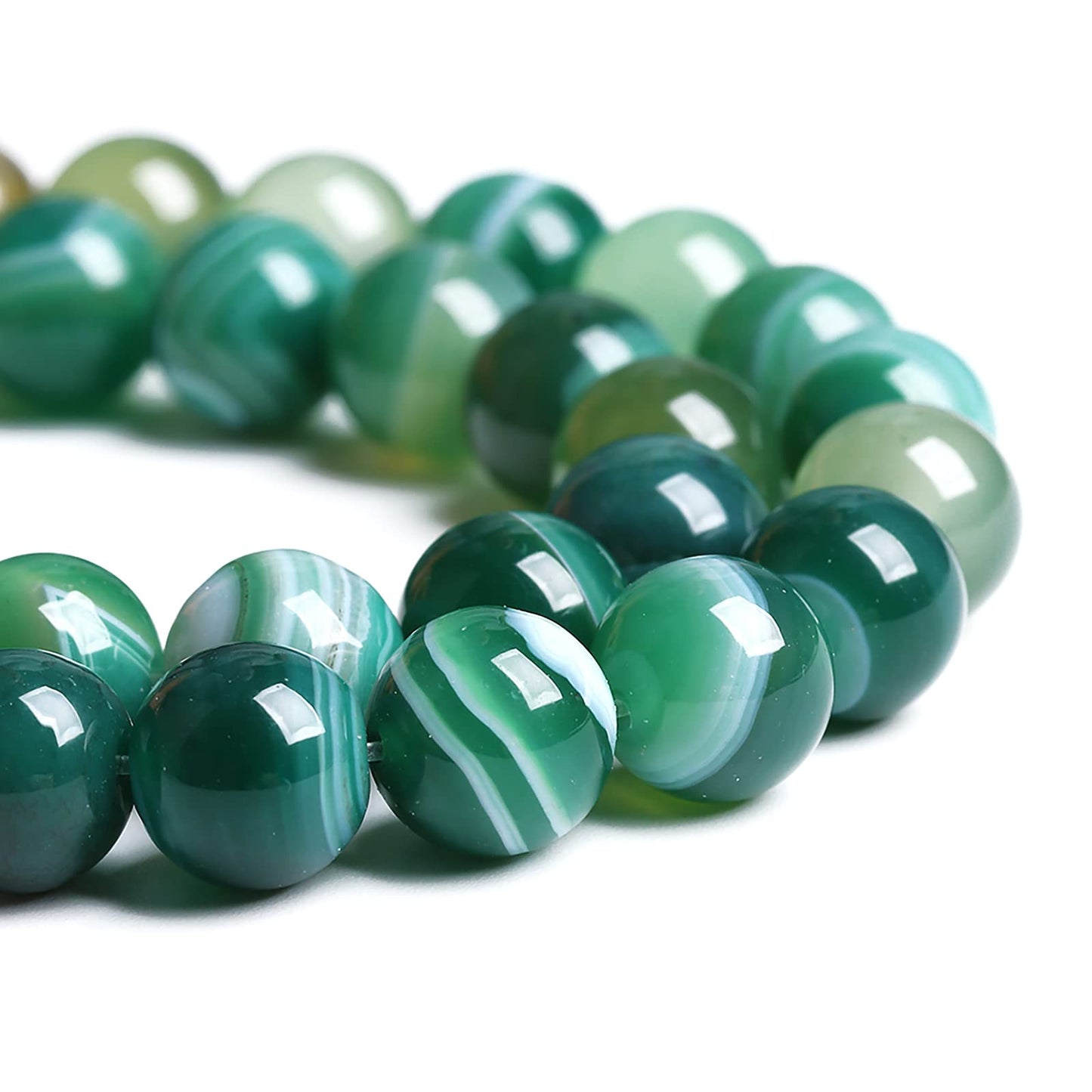 10MM 37PCS Natural Stone Green Agate Onyx Loose Beads for Jewelry Making DIY Bracelet Necklace