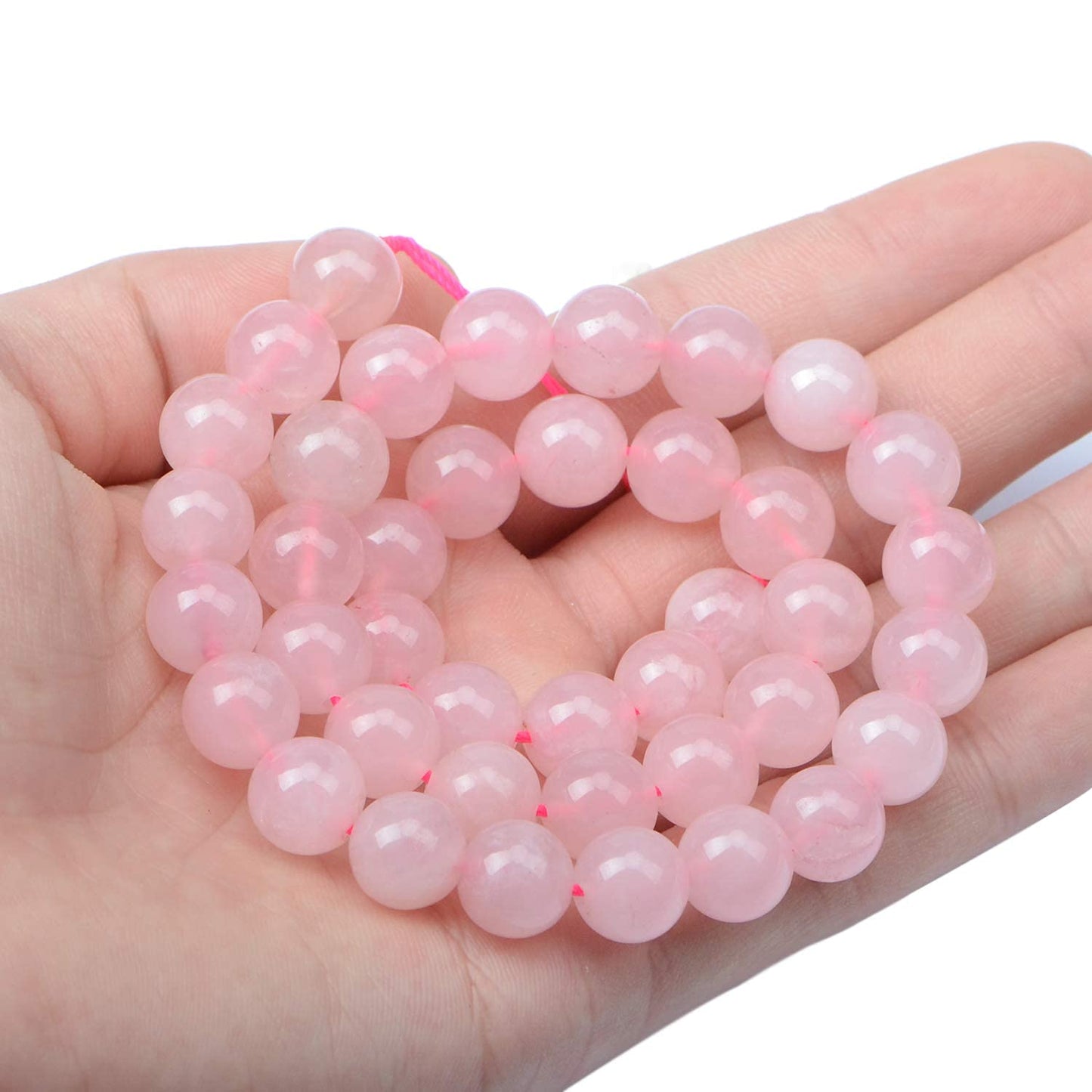 AD Beads Natural Gemstone Round Loose Beads 15" for Bracelet Necklace Earrings Jwelery Making Crafts DIY (10mm, Rose Quartz)