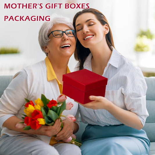 Oairse Gift Boxes for Presents Red Gift Boxes with Lids Nested Box with Lid 4 Packs Small Box Set for Bridesmaid, Proposal, Wedding, Birthday, Baby Showers