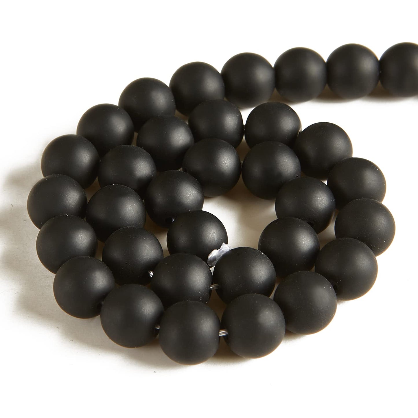 100pcs 10mm Matte Black Beads Natural Gemstone Beads Round Loose Beads for Jewelry Making