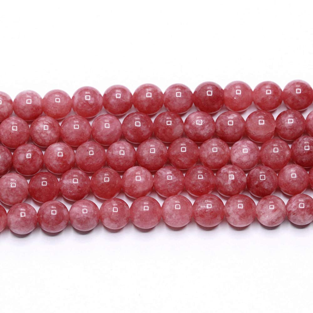 PLTbeads Natural Gemstone Loose Beads Smooth Round Approxi 15 inch DIY Bracelet Necklace for Jewelry Making (6mm, Rhodonite Dyed Jade)