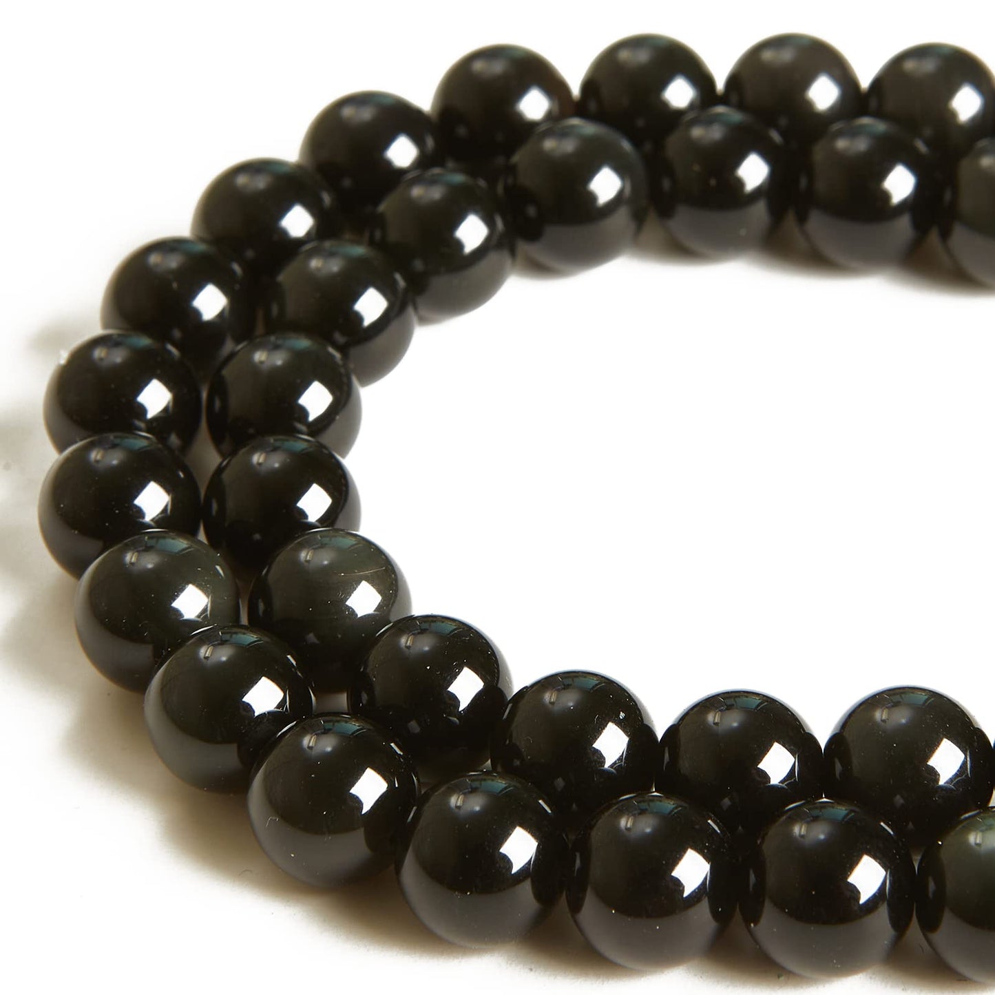 100pcs 10mm Black Obsidian Beads Natural Gemstone Beads Round Loose Beads for Jewelry Making